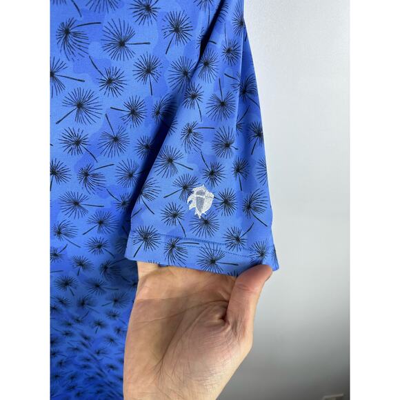 Dunning Boswell Jersey Performance Polo Surf Blue All Over Floral Print Size XL - Picture 9 of 11
